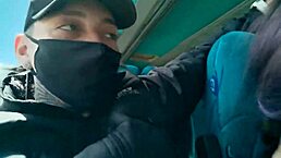 Sexy Latina Blows Boyfriend On Public Bus! Cum In Mouth!