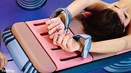 sexy italian girl in tickling challenge with foot fetish