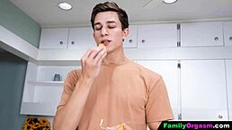invisible step-brother fucks his curvy sister in the laundry, ass licking and blowjob
