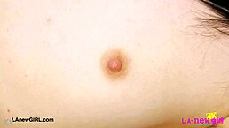 Sweet brunette babe shows off her body on the sofa