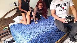 video game afternoon turns into fucking with friends and girlfriend