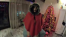 Santa brings gifts to horny cheating MILF wife with deepthroat and ass play.