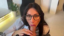 Secretary gets job through bed blowjob and creampie!