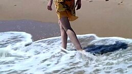 Gorgeous Blonde Teen Agnes Sensually Bathes Her Beautiful Naked Body in the Ocean Waves.