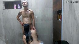 Dividindo o banheiro com a esposa do meu amigo in rough humiliation cuckold