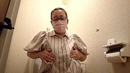 Married bride masturbates in toilet, big tits on display 😊 full movie.