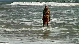 Gorgeous Blonde Teen Agnes Sensually Bathes Her Beautiful Naked Body in the Ocean Waves.