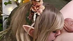 kimmi the elf deeply cleans asshole before swallowing huge cum load