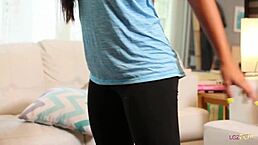 Two Amazing 20 Year Old Girls Decide to Have Hot Interracial Lesbian Sex on a White Sofa