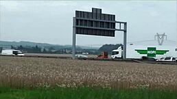 Little teen 18+ girl gets cum on face in public gangbang threesome with oral and pussy fucking