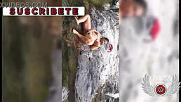 I Masturbat Outdoors in the Public River While My Step Brother Records Me for Voyeurs