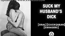 Cuckquean watches husband fuck another woman, muff diving and fingering pussy 😍