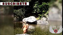 I Masturbat Outdoors in the Public River While My Step Brother Records Me for Voyeurs