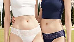 cute lesbians play in their sexy underwear