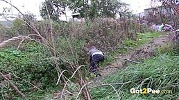 Pretty Girl Pees Outdoors Voyeur Style