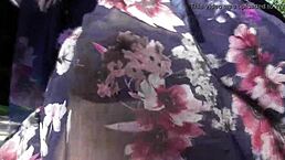 hairy mature woman flashes her pussy under skirt in public park!