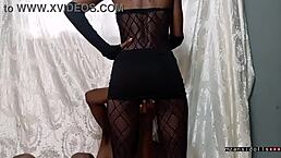 18y Old Ebony Fucked In Fishnet Miniskirt