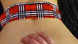 School girl gets throat fucked with big ass and wet pussy