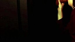 Girl next door in uniform and stockings sucks cock at gloryhole for facial