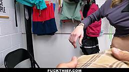 Officer Bangs Nerdy Shoplifter Over His Office Table And Chair - Fucktheif