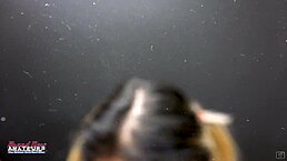 Petite Brunette Coed Sabrina Rubs Tits While Sucking Cock!