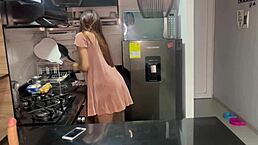 I fuck the blonde maid in the kitchen flashing tits 😜