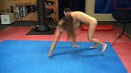 cathy heaven vs james in nude mixed wrestling competition