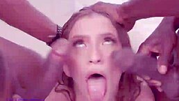 Eighteen-year-old Colombian beauty Sofia Smith tries her first double penetration with two big black cocks.