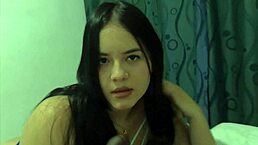 latin woman with long hair poses in various positions for her lover