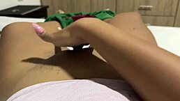 Student in PE uniform gets naked and reaches orgasm with swollen pussy