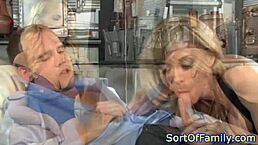 Mature Woman Catches Teen Sucking Cock in Amateur Threesome Reality Scene