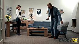 Young Girlfriend Engages In Hardcore Sex With Stepdaddy While Ignoring Books