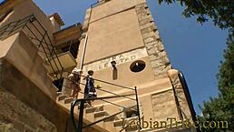 Hot Outdoor Lesbian Massage with Shaved Pussy Licking