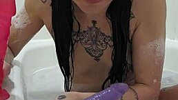 emy angel plays in her bath tub not son