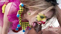 Ella Nova experiences 10 on 1 clown gangbang with big black cocks