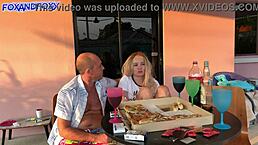 naughty 18 girl almost caught with dad's friend outdoors