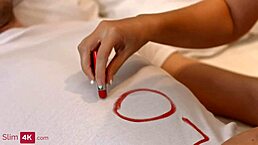 Small-breasted beauty wakes up her BF to SUCK his DICK and then gets FUCKED HARD