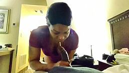 Ebony amateur gets sloppy deepthroat blowjob bent over!