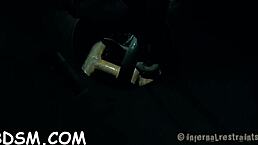 Bound in bondage, she receives electric punishment while sucking and fucking hard.