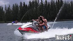 teen sucks cock in outdoor threesome