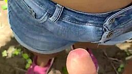 cute student gives blowjob outside, gets caught 😳