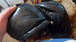 Milfycalla- A Lot Of Cum On My Black Down Jacket And Black Leather Leggings 216- Preview P2-I Love Filming In This Down