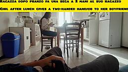 This Italian guy begs for a blowjob but only gets a handjob in amateur video