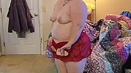 Check out this BBW in lingerie stripping