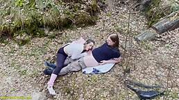 flexible girl in leggings gets banged in public with facial