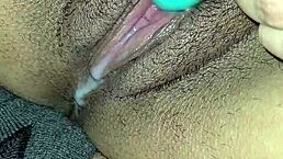 latina wife masturbates with cum oozing from her pussy