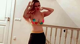 belly dancer performs with huge belly