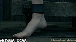 Bound in bondage, she receives electric punishment while sucking and fucking hard.