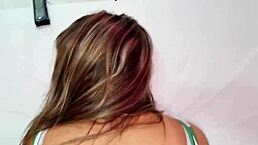 blonde latina gets 12 orgasms in doggystyle with big ass bent over black cock