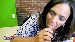 busty exotic milf kayla sucking hard cock and swallowing cum